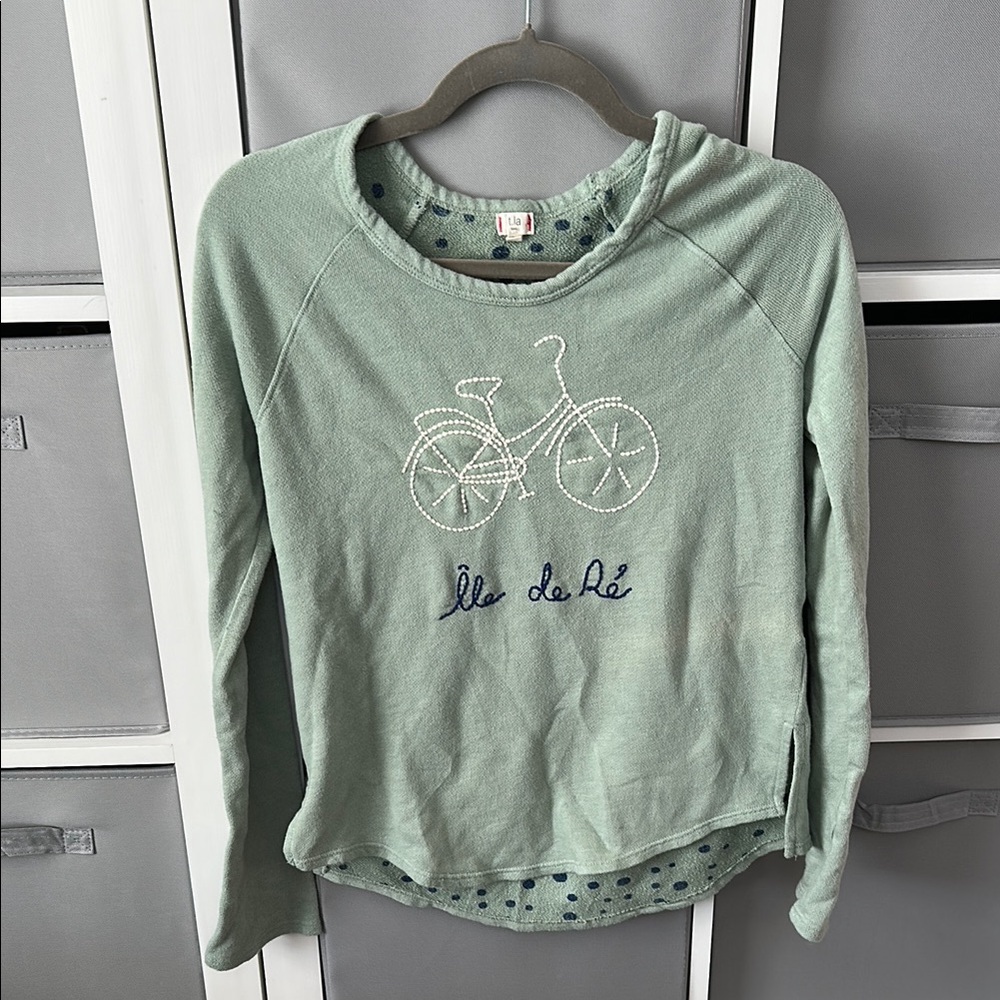 Anthropologie Green Bicycle embroidered  soft top